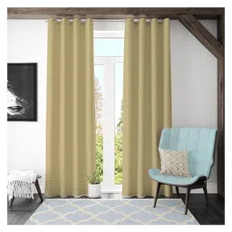 JARS Collections  Super Satin Solid Blackout Door Curtains With Metal Grommet Pack of 2  Golden-picture-38