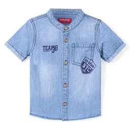 Babyhug Cotton Woven Half Sleeves Denim Shirt with Pocket - Blue-image-60