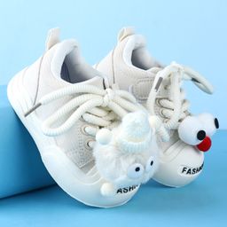 Babyoye Lace Up Casual Shoes With Applique - White-picture-9