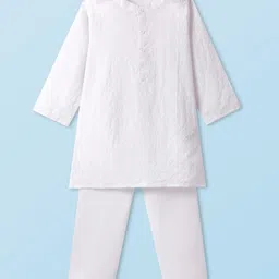 Babyhug Cotton Woven Cambric Schiffly Full Sleeves Kurta Pyjama Set - White-picture-23