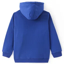 Pine Kids Knit Full Sleeves Hooded Solid Colour Sweatshirt with Kangaloo Pockets- Royal Blue image 2