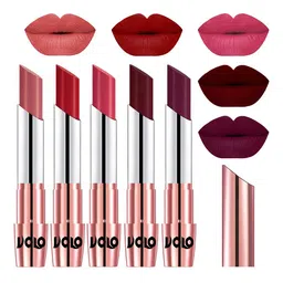 VOLO Set Of 5 Creme Matte Lipstick-3.5g Each-Light Peach, Tomato Red, Pink, Maroon, Wine-picture-0