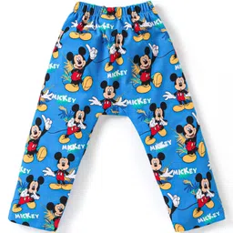 Babyhug Disney 100% Cotton Knit Full Length Diaper Leggings Striped & Mickey Mouse Graphics Pack of 3 - Multicolour image 3