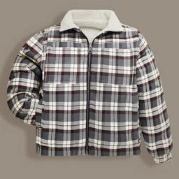 Cherry Crumble By Nitt Hyman Knit Full Sleeves Checked Reversible Unisex Jacket - Multi Colour image 4