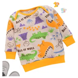 Kadam Baby Halloween Theme Cotton Knit Pack Of 2 Full Sleeves Too Cute To Spook Text Printed Light Winter Sweatshirt - Multi Colour & Grey image 4