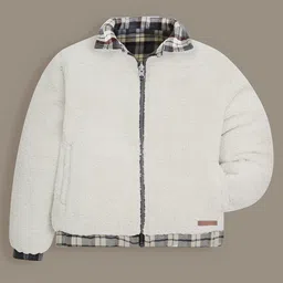 Cherry Crumble By Nitt Hyman Knit Full Sleeves Checked Reversible Unisex Jacket - Multi Colour image 5