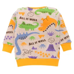 Kadam Baby Halloween Theme Cotton Knit Pack Of 2 Full Sleeves Too Cute To Spook Text Printed Light Winter Sweatshirt - Multi Colour & Grey image 5