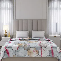 Monte Carlo Grey & White Geometric AC Room 240 GSM Double Bed Blanket image 3