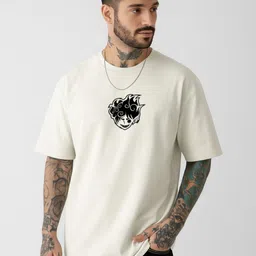 Be Crazy Men Graphic Printed Round Neck Cotton Oversized T-shirt image 4