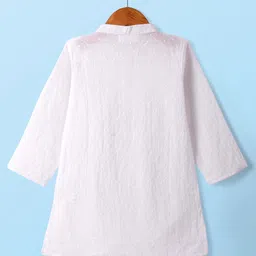 Babyhug Cotton Woven Cambric Schiffly Full Sleeves Kurta Pyjama Set - White image 5