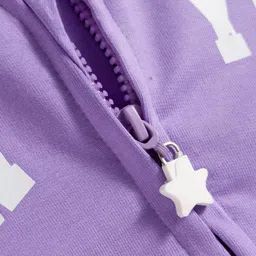 Babyhug Cotton Knit Full Sleeves Hooded SweatJacket with Front & Back Text Graphic & Kangaroo Pocket - Purple image 5