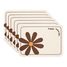 YELONA 6Pcs Beige & Brown Patterned Waterproof Heat-Resistant Anti-Slip Table Placemats-picture-33