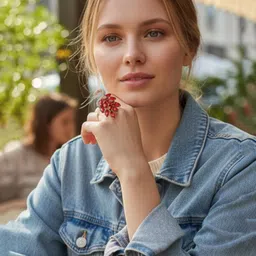 ANIKAS CREATION Gold-Plated Stone-Studded Peacock Adjustable Finger Ring image 5