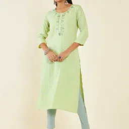 Soch Green Rayon Embroidered Kurta-image-5