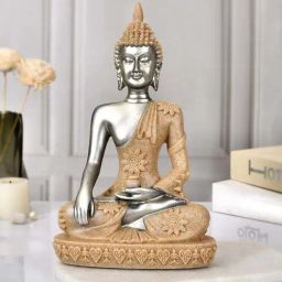 Tayhaa Silver Resin Meditative Serenity Buddha Idol-image-21