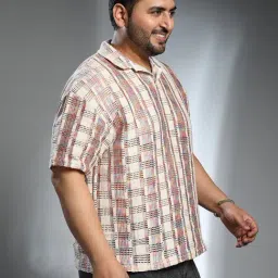 Instafab Plus Off-White Prism Oversized Plus Size Polo T-Shirt-picture-28