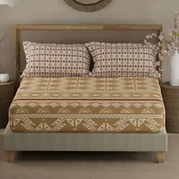 Boutique Living India Valatia Gypsy Brown Cotton 200 TC King Bedsheet Set-2.74 m x 2.74 m-picture-21