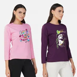 Metronaut Women 2 Printed Bio Finish Applique T-shirt image 5