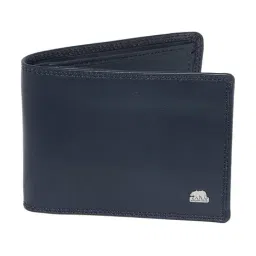 BROWN BEAR Stylish Pure Nappa Blue Leather Slim Bi-Fold Wallet for Men with Nine Card Slots-image-0