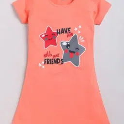 Todd N Teen Kids Peach Printed Nighty-image-52