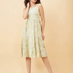 Globus Green Floral Print Midi Dress-image-62