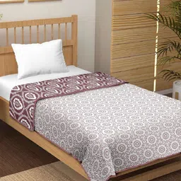 CHICERY Purple & White Floral Printed AC Room 210 GSM Cotton Single Bed Dohar-image-25