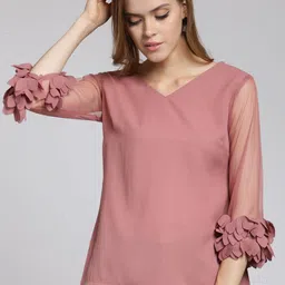 plusS Women Pink Solid A-Line Top-image-29