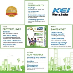 KEI Conflame Green+ Heat & Flame Retardant Low Smoke & Halogen House Wire 4 Sq. mm 1 Core 90 m Copper Blue image 3