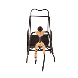 Tayhaa Black Iron Unique Human Rikshaw Bottle Holder Art Piece image 5