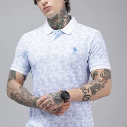 U.S. Polo Assn. Slim Fit Floral Printed Polo Collar Pure Cotton T-shirt image 1