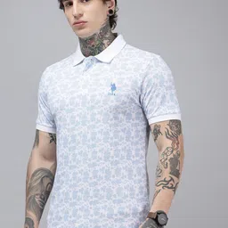 U.S. Polo Assn. Slim Fit Floral Printed Polo Collar Pure Cotton T-shirt image 2