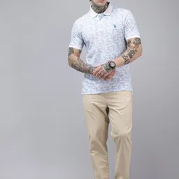 U.S. Polo Assn. Slim Fit Floral Printed Polo Collar Pure Cotton T-shirt image 3