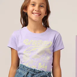 U.S. Polo Assn. Kids Girls Graphic Printed Round Neck Relaxed Fit T-shirt-picture-29