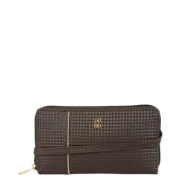 Baggit Dark Brown Textured Zip Around Wallet for Women-image-58