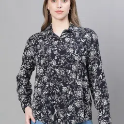 Oxolloxo Black Floral Print Shirt-image-44