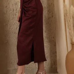 NEUDIS Wine Calf Length Skirt image 3