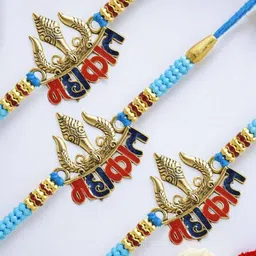 MEIRA JEWELLERY Pack Of 3 Beaded Studded Rakhi Gift Set-picture-40