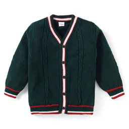 Babyhug Knitted Full Sleeves Front Open Sweater With Cable Knit Design - Dark Green-picture-38