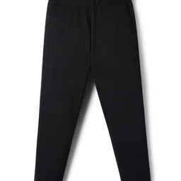 Babyhug Rib Cotton Lycra Knit Full Length Solid Color Leggings With Stretch - Black image 1