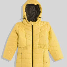 OKANE Woven Full Sleeves Solid Color Hooded Puffer Jacket - Mustard-image-37