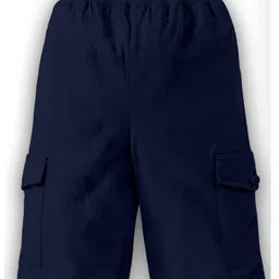 Kiddopanti Solid Cargo Shorts - Navy Blue image 3