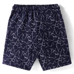 Evimo Single Jersey Knit Above Knee Length Shorts With Abstract Print - Navy Blue image 2