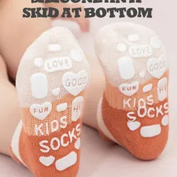 Baby Moo Pack Of 5 Monochrome Style Anti Skid  Socks - Orange image 3