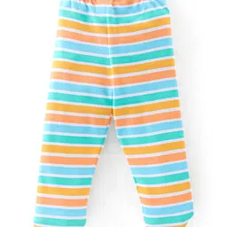 Babyhug Cotton Interlock Knit Full Length Bootie Pants Dino Print Pack of 3 - Blue image 3