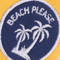 Babyhug Cotton Looper Knit Shorts Palm Tree Patch - Yellow image 3