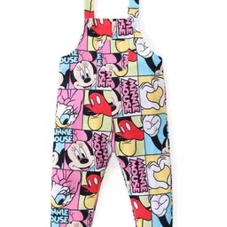 Babyhug Disney  Dungaree With Full Sleeves Top and Minnie Mouse & Friends All Over Print & Pocket Detailing - Pink image 3