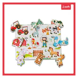 Wudly - Wooden Fram Learning Knob Puzzle with White Board image 3