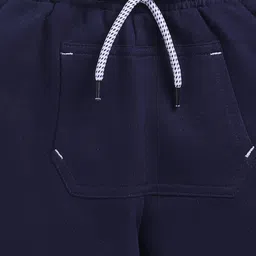 Kidcity Soft Cotton Loopknit Abstract Embroidered Shorts - Navy Blue image 4