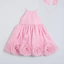 Hopscotch Embellished Halter Neck Fit & Flare Midi Dress-picture-21