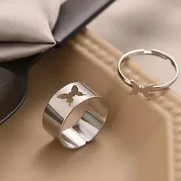 Teeragaj Set Of 2 Butterfly Matching Wrap Adjustable Finger Rings-image-88